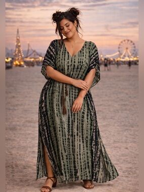 🔥5/$35🔥 Boho Patterned Maxi Dress – Size L/XL – 5/$25 Sale